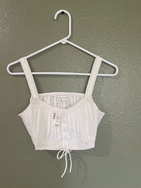 Aeropostale Tops - Aeropostale White Eyelet Cropped Top
